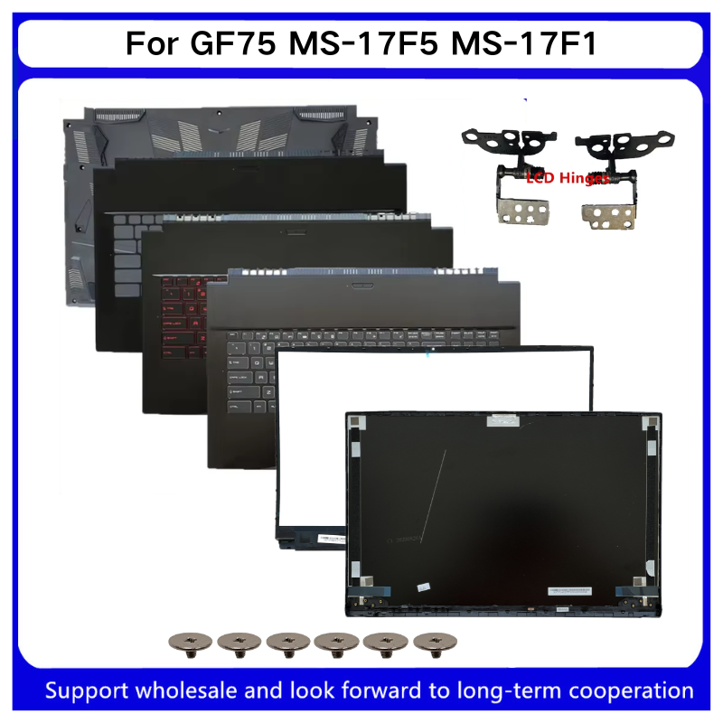 Laptop Accessories Keyboard Cover - ใหม่สำหรับไคลซูลิง GF75 MS-17F5 MS-17F1 ฝาหลังจอ LCD/กรอบด้านหน้า/ฝาครอบที่วางฝ่ามือ/ฝาครอบด้านล่าง/คีย์บอร์ดเรืองแสงสีแดง