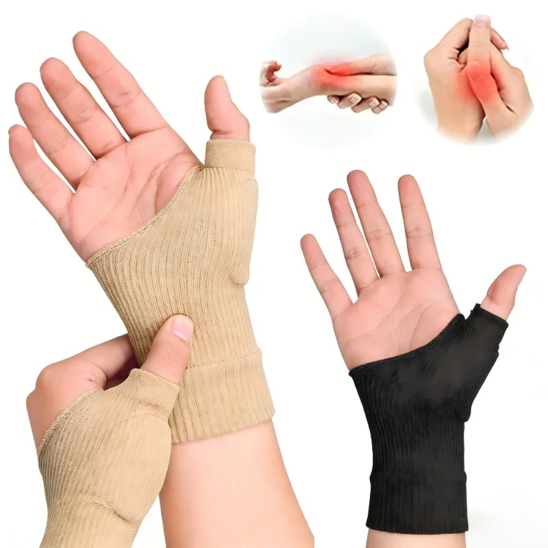 Wrist Rest Gel - ถุงมือรัดข้อมือและนิ้วหัวแม่มือสำหรับโรคข้ออักเสบ 1 คู่, ปลอกรัดข้อมือระบายอากาศได้ดี พร้อมแผ่นเจลรองนิ้วหัวแม่มือสำหรับป้องกันการบาดเจ็บ