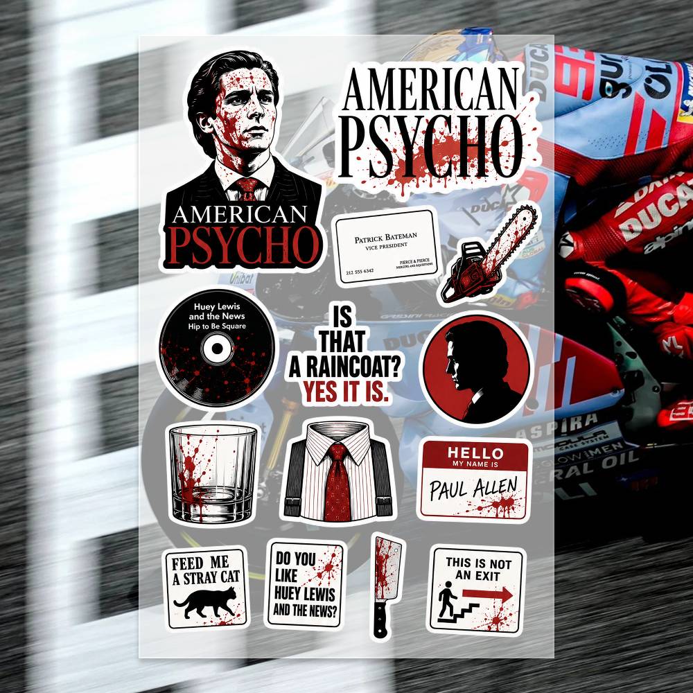 Laptop Accessories Wallpaper - A-merican P-sycho สติกเกอร์ สติกเกอร์มอเตอร์ไซค์ ตัวกันชนรถยนต์ หน้าต่าง