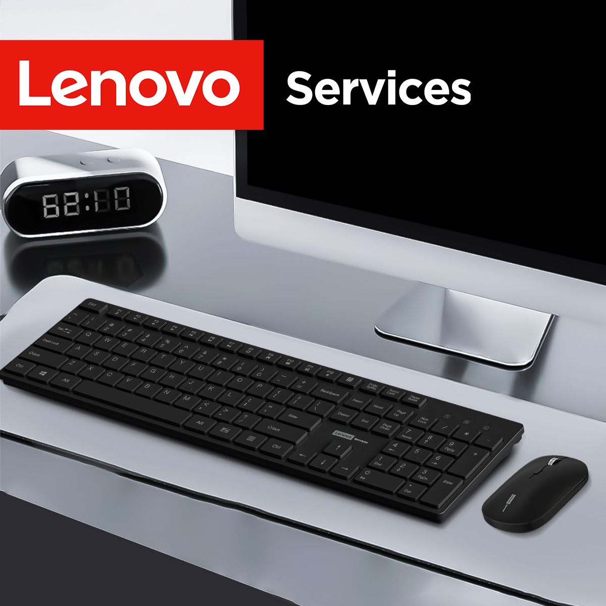 Laptop External Accessories - เลอโนโว KN220 คอมโบคีย์บอร์ดไร้สาย 2.4G แบบเงียบ ทนทาน