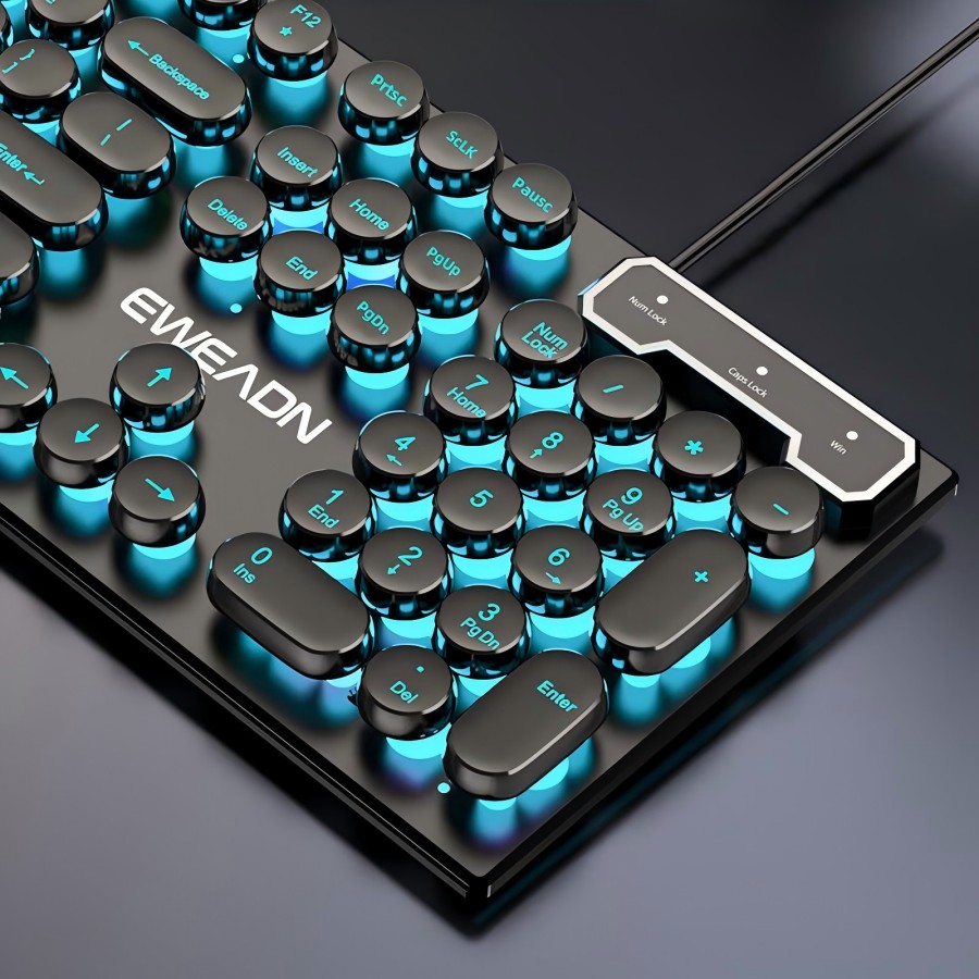 Laptop Extra Accessories - EWEADN คีย์บอร์ดเกมเครื่องพิมพ์ดีด, 104 คีย์, Retro Punk