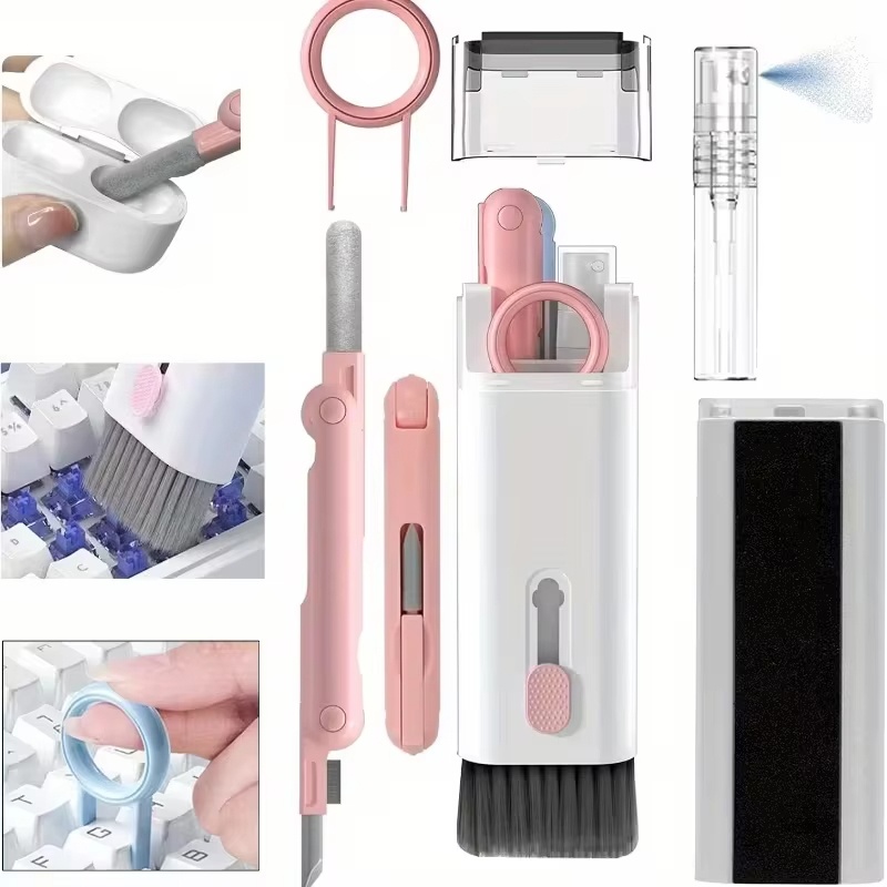 Laptop Extra Accessories - ชุดแปรงทำความสะอาดหูฟัง 7 in 1 พร้อมปากกาทำความสะอาดคีย์บอร์ด ที่ดึงปุ่มคีย์บอร์ด
