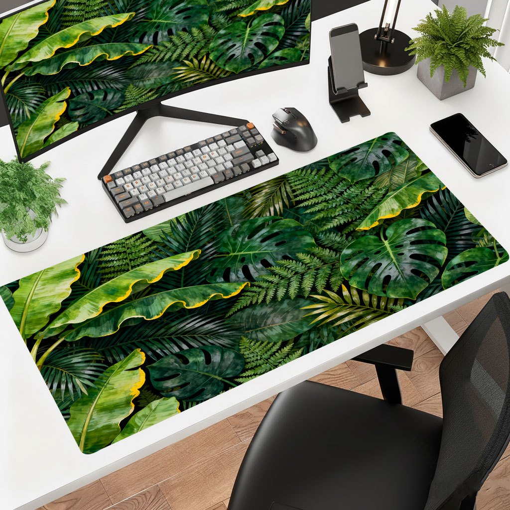 Laptop Accessories Brand - แผ่นรองเมาส์ลายใบไม้ขนาดใหญ่ พิมพ์ลาย HD สำหรับเล่นเกมส์ ทำงาน ใช้กับแล็ปท็อป