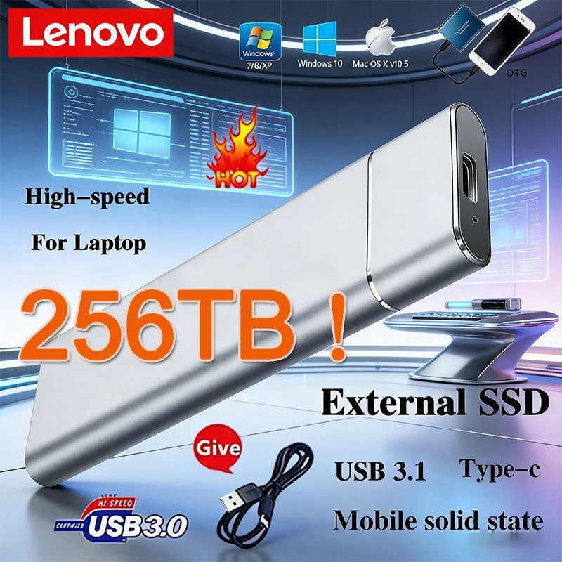 Laptop External Accessories - เลอโนโว SSD มินิแบบพกพา SSD 256TB 1TB