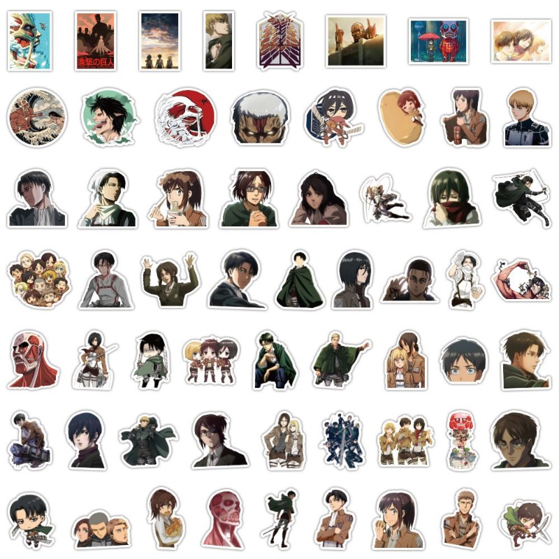 Laptop Accessories All - 60 ชิ้นสติกเกอร์อนิเมะ Attack on Titan น่ารักสวยงาม