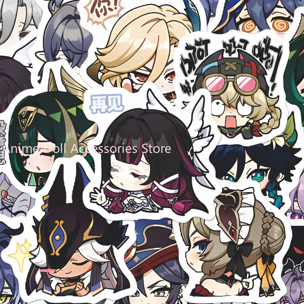 Laptop Accessories Decoration - 64PCS เก็นชิน อิมแพ็ค มูนเมเดนอะนิเมะสติกเกอร์การ์ตูนกราฟฟิตี้สติ๊กเกอร์หมวกกันน็อคสเก็ตบอร์ดแล็ปท็อปสติกเกอร์ตกแต่งรถจักรยานยนต์