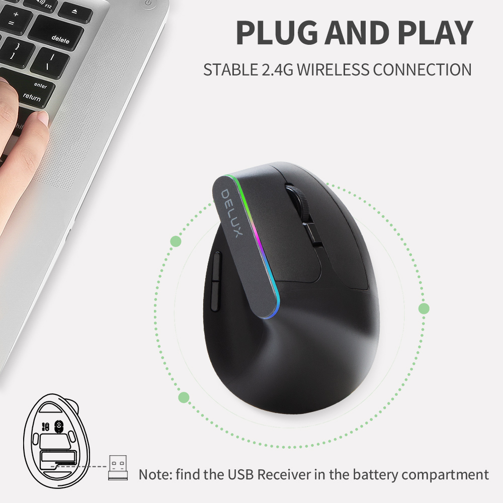 Delux M618C ไร้สายเงียบ Ergono - Laptop External Accessories บทวิจารณ์และราคา